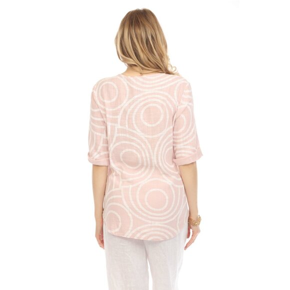 Light Pink Circle Print one button detail top - Picture 3 of 7